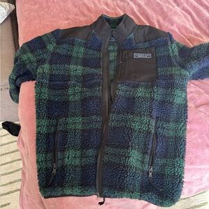 Vineyard Vines Kids' Green and Blue Plaid Fleece Jacket